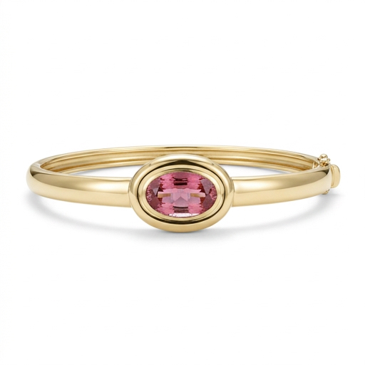18K Oval Tourmaline Bangle Bracelet